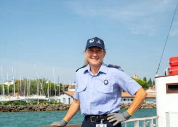 Elena Schippers, the first permanent female deckhand on Lake Garda